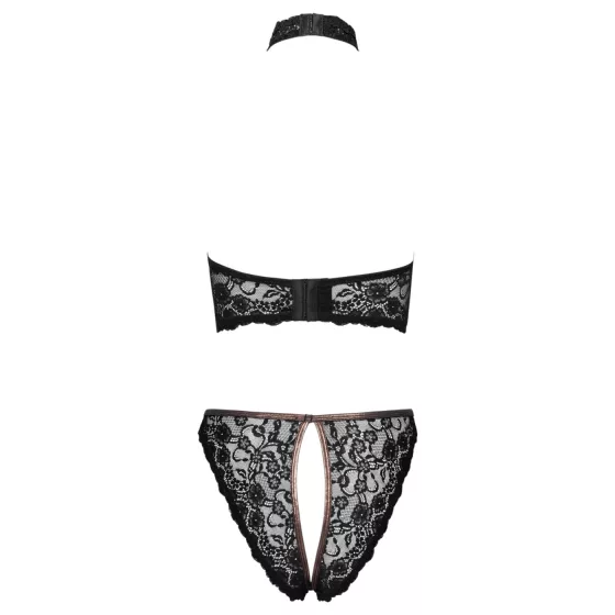 Cottelli - open lace bra and thong with rose‑gold details (black) - XL