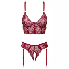 Cottelli - two‑piece lace suspender set (red) - XL