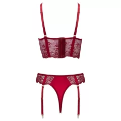 Cottelli - two‑piece lace suspender set (red) - XL