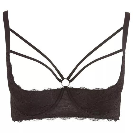 Cottelli Plus Size - strappy, ring detail boob shelf (black) - 90D