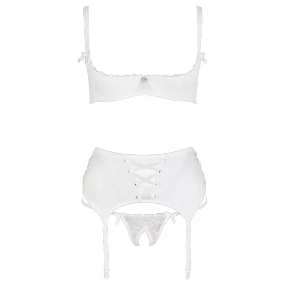 Cottelli - Lace-Up Lifting Bra Set (White) - 80B/M