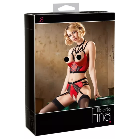 Abierta Fina - Red Ring Lift Lingerie Set - 80B/M