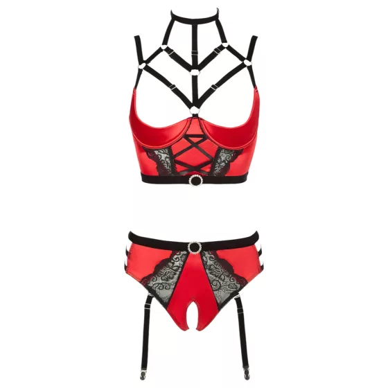 Abierta Fina - Red Ring Lift Lingerie Set - 80B/M