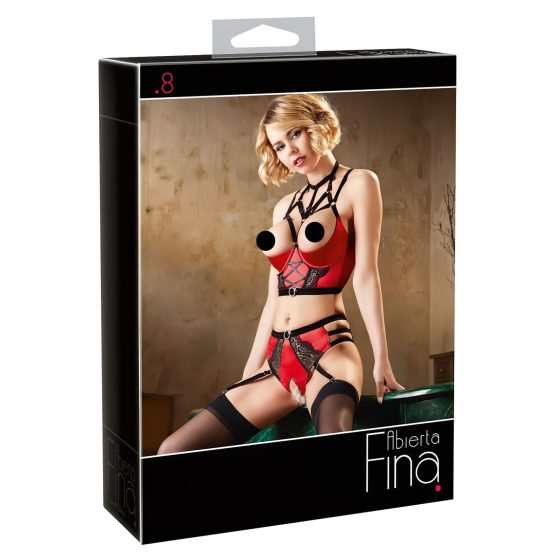 Abierta Fina - Red Ring Lift Lingerie Set - 80C/M