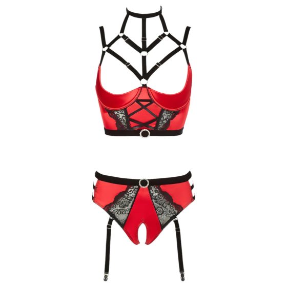 Abierta Fina - Red Ring Lift Lingerie Set - 85C/L