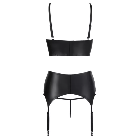 Abierta Fina - sparkling strappy lace lingerie set (black) - 80B/M