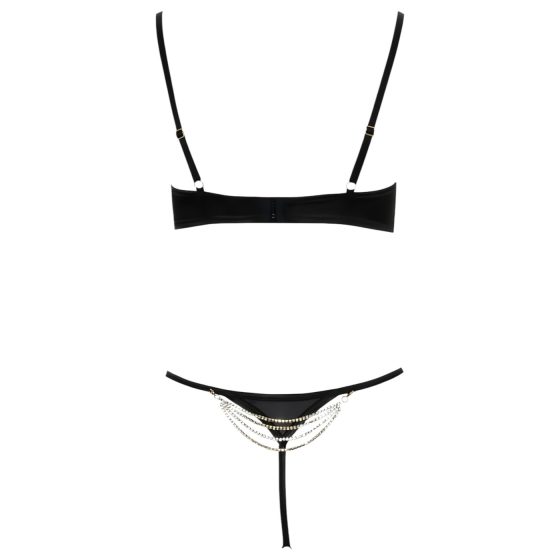 / Cottelli - Satin Push-Up Set with Rhinestone Chains (Black)