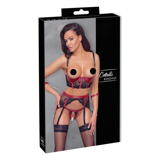 Cottelli Bondage - Red Lace Lift-Up Set