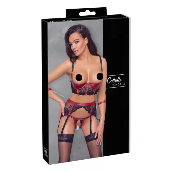 Cottelli Bondage - Red Lace Lift-Up Set - L