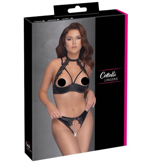 Cottelli - Lace Halter Bra Set (Black)