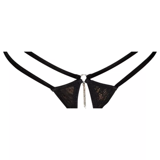 Abierta Fina - open thong and corset (black)