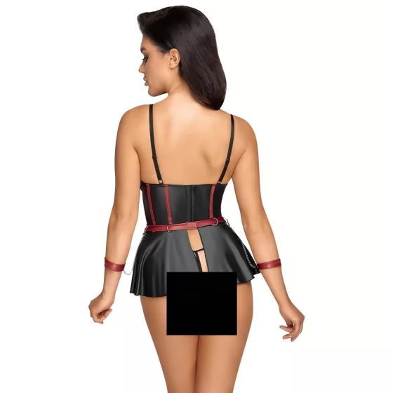 Cottelli Bondage - Shiny Set with Wrist Cuffs (Black) - 85B/L