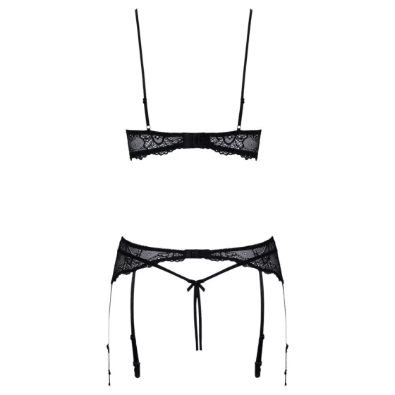 Cottelli - lace suspender set with shimmering rings (black)