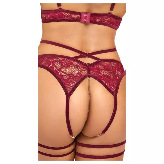 Abierta Fina - Chain Lift Bra Set (Red) - M
