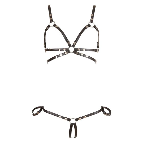 Cottelli Bondage - Glossy Decorative Body Harness Bikini (Black) 
