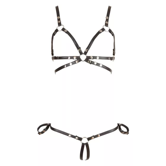 Cottelli Bondage - Glossy Decorative Body Harness Bikini (Black) 