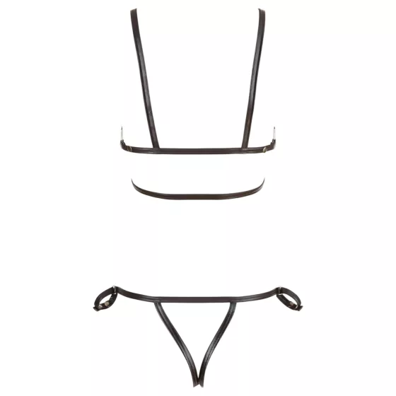 Cottelli Bondage - Glossy Decorative Body Harness Bikini (Black) 