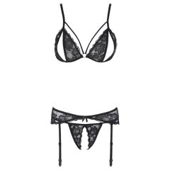 Cottelli - Open Lace Lingerie Set (Black)
