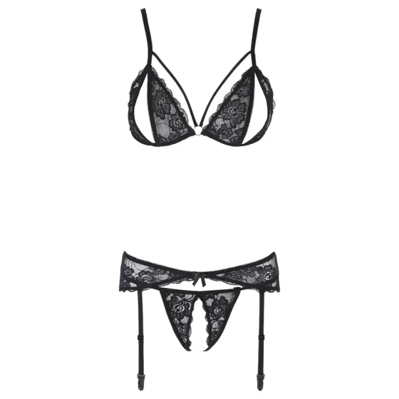 Cottelli - Open Lace Lingerie Set (Black)