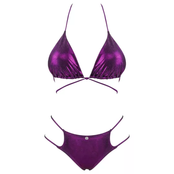 Obsessive Balitta - Shiny Halter Neck Bikini (Purple)  - M