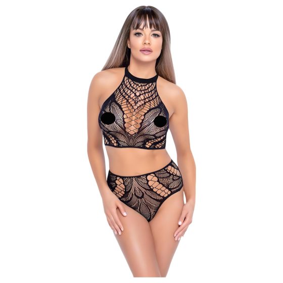 NO:XQSE - Two-Piece Black Fishnet Dress (S-L)