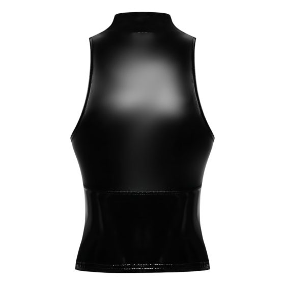 Noir - Shiny Zipper Top (Black)