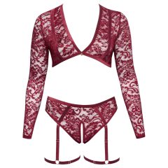 Cottelli Curves - Long Sleeve Lace Set (Red)
