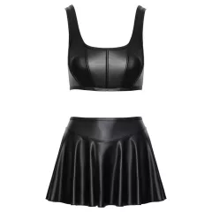 Cottelli - matte lace-up top and miniskirt set (black) - XL