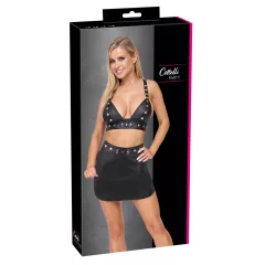 Cottelli - faux leather top and mini skirt set (black)