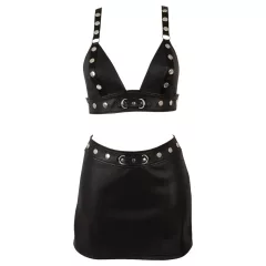 Cottelli - faux leather top and mini skirt set (black)