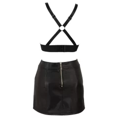 Cottelli - faux leather top and mini skirt set (black)