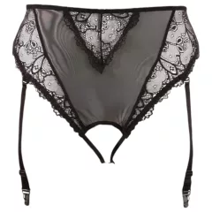 Cottelli Plus Size - lace suspender briefs (black)