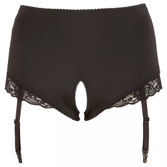 Cottelli Plus Size - Garter Belt Open Panty (Black)