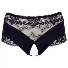   Cottelli Plus Size - Lacy Pearl-Embellished Open Panty (Black) - XL