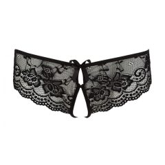 Cottelli - lace bow open women's underwear (black)
