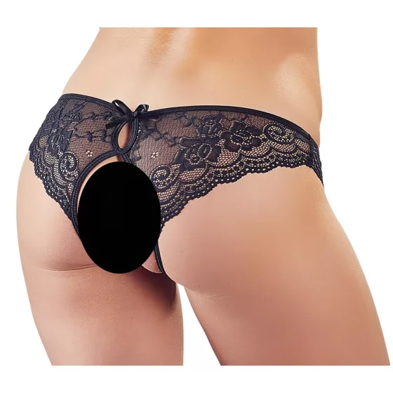 Cottelli - Lace Bow Open Panty (Black) - M