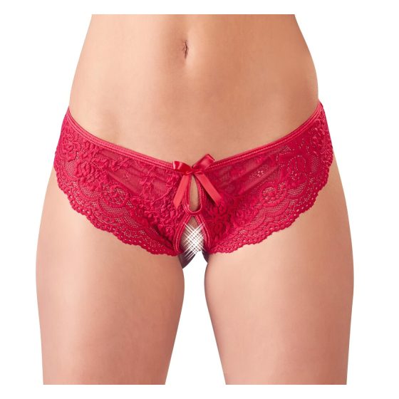 Cottelli - Red Bow Open-Crotch Panties