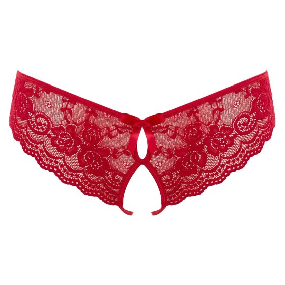 Cottelli - Red Bow Open-Crotch Panties