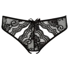   NO:XQSE - Black Women's Bow Open Panty with Cut-Out Design