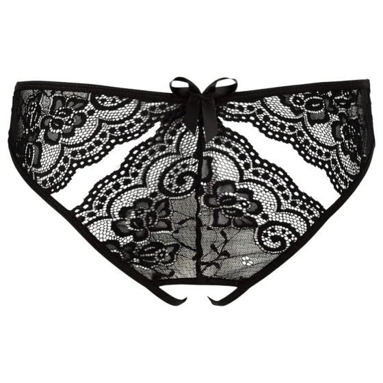 NO:XQSE - Black Women's Bow Open Panty with Cut-Out Design
