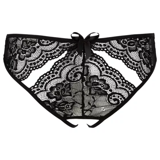 NO:XQSE - Black Women's Bow Open Panty with Cut-Out Design - L