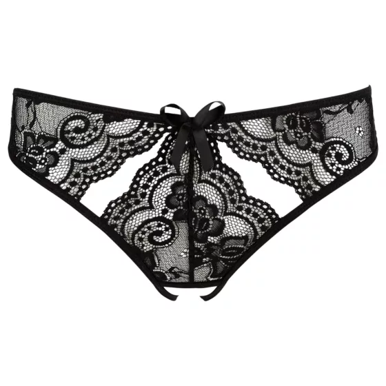 NO:XQSE - Black Women's Bow Open Panty with Cut-Out Design - L