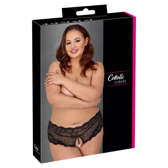 Cottelli Curves - Open Lace Panty (Black)