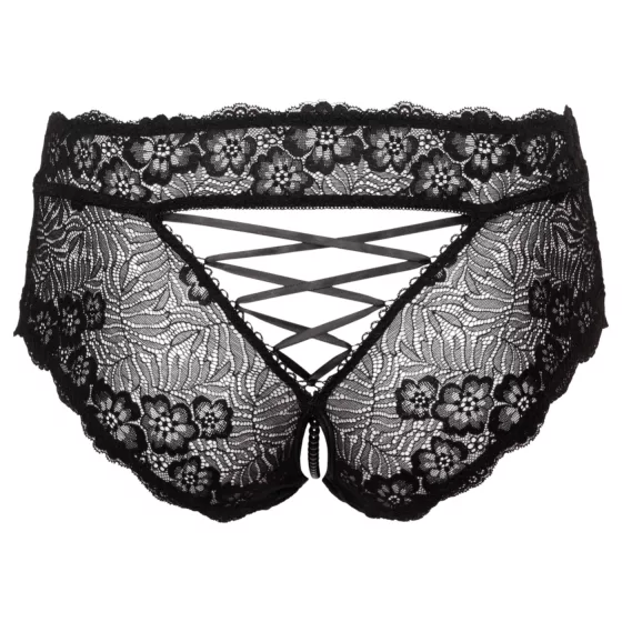 Cottelli Curves - Open Lace Panty (Black) - XL
