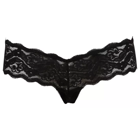 Cottelli - lace thong with hidden pearl string (black) - M