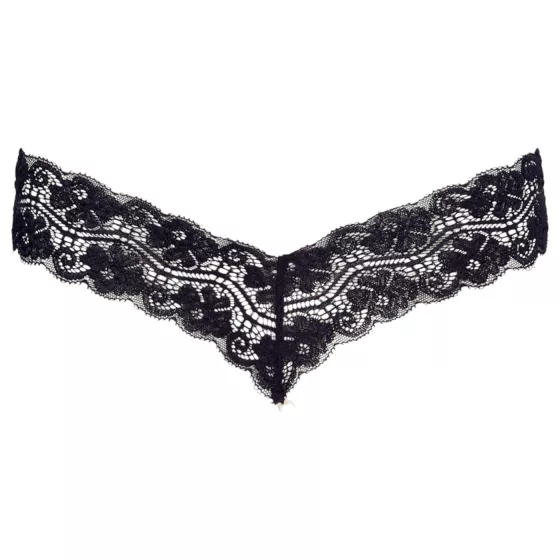 Cottelli - Double Pearl Lace Thong (Black) - XL