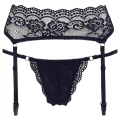 Cottelli - Lace Garter Belt with Thong (Black) - XL