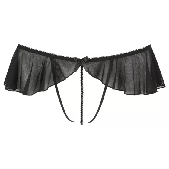 Cottelli - Open Pearl Ruffle Thong (Black) - L