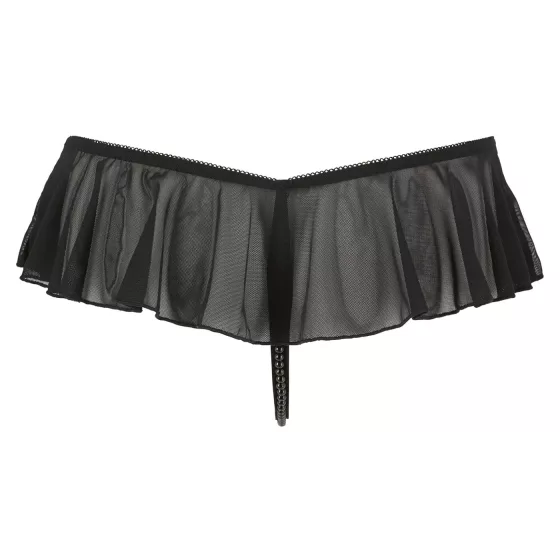 Cottelli - Open Pearl Ruffle Thong (Black) - L