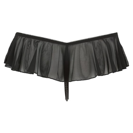 Cottelli - Open Pearl Ruffle Thong (Black)